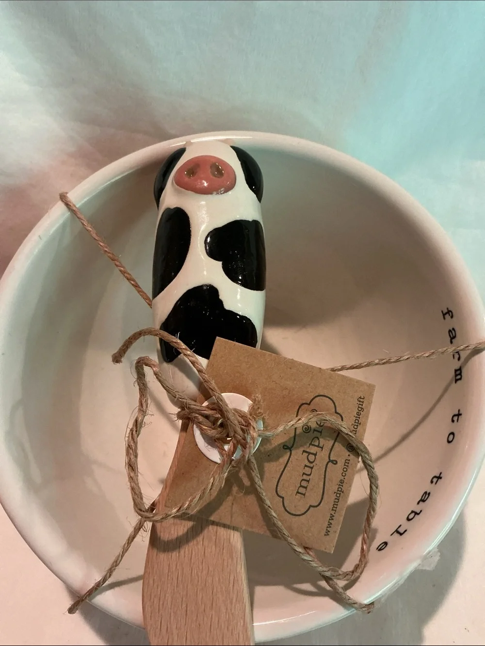Mud Pie Bowl with Cow Spreader Knife